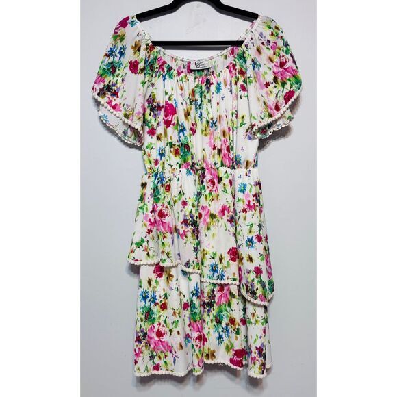 Watercolor Floral Cottagecore Dress Sz S Puff‎ Sleeve Prairie Whimsical Romantic - Picture 1 of 4